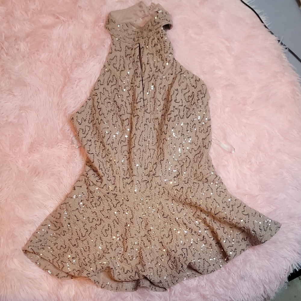 Papaya Taupe Sequin Detail Top